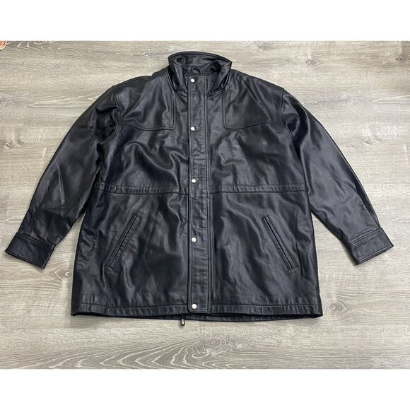 Vintage Leather The Limited Jacket Mens XXL Black Biker Lined Coat 80s - Picture 1 of 10